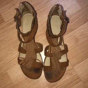 Suede Fringe Sandals